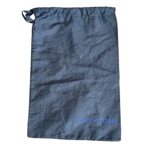 Louis Vuitton Black Cotton Drawstring Dust Bag Light Blue Logo Large Authentic